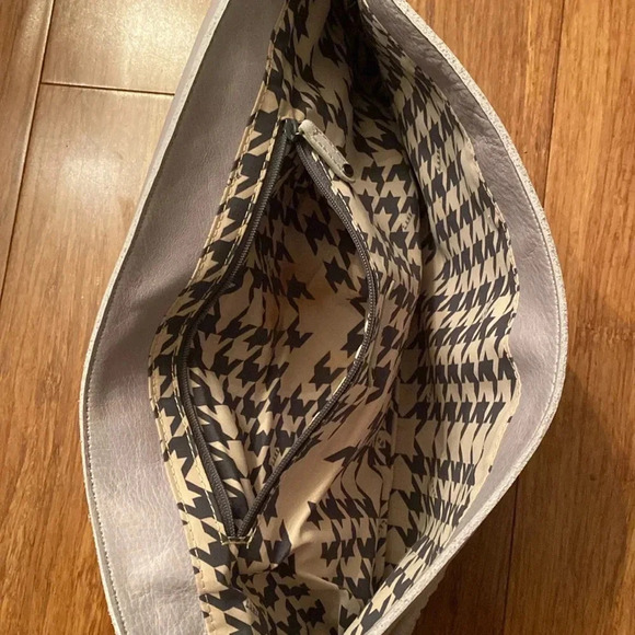 L.A.M.B. By Gwen Stefani gray Leahter clutch -orange rope detail - Picture 7 of 10